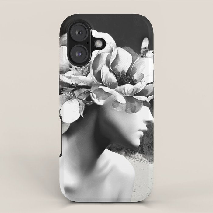 Floral Portrait-black and white iPhone Case Gallery Image 1