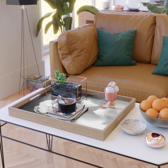 Floral Portrait-black and white Serving Tray Gallery Image 2