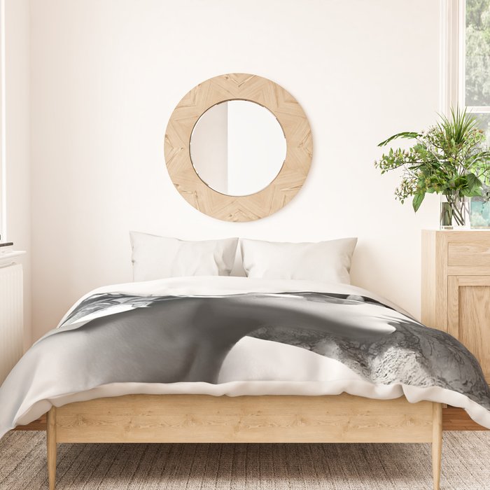 Floral Portrait-black and white Duvet Cover Gallery Image 3