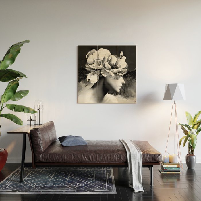 Floral Portrait-black and white Wood Wall Art Gallery Image 2