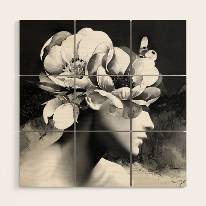 Floral Portrait-black and white Wood Wall Art Gallery Image 1