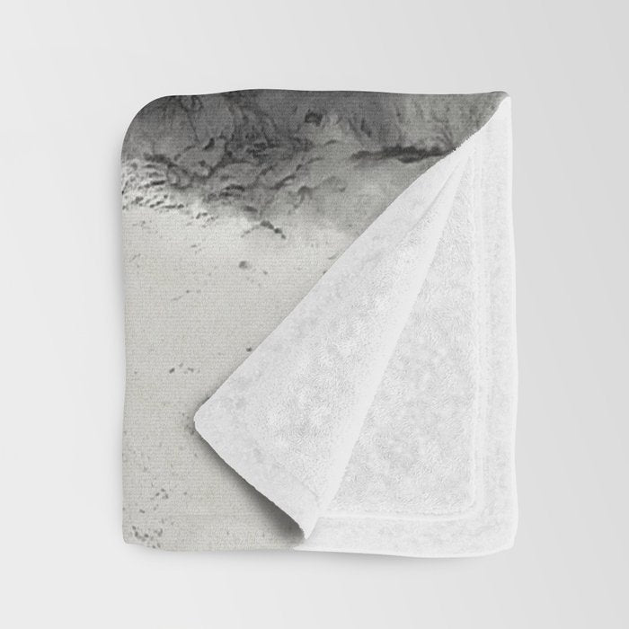 Floral Portrait-black and white Throw Blanket Gallery Image 3