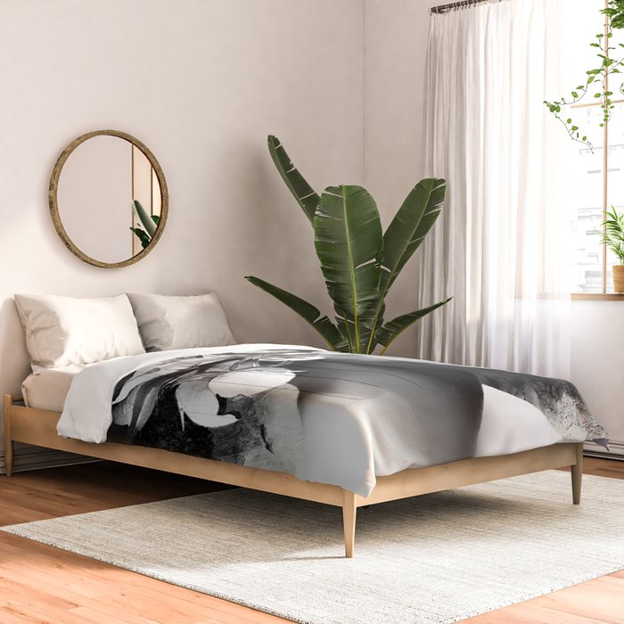 Floral Portrait-black and white Comforter Gallery Image 2