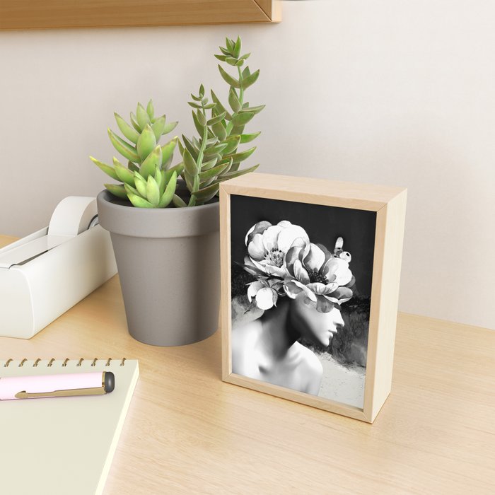 Floral Portrait-black and white Mini Art Print Gallery Image 2