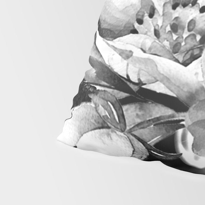 Floral Portrait-black and white Pillow Sham Gallery Image 4