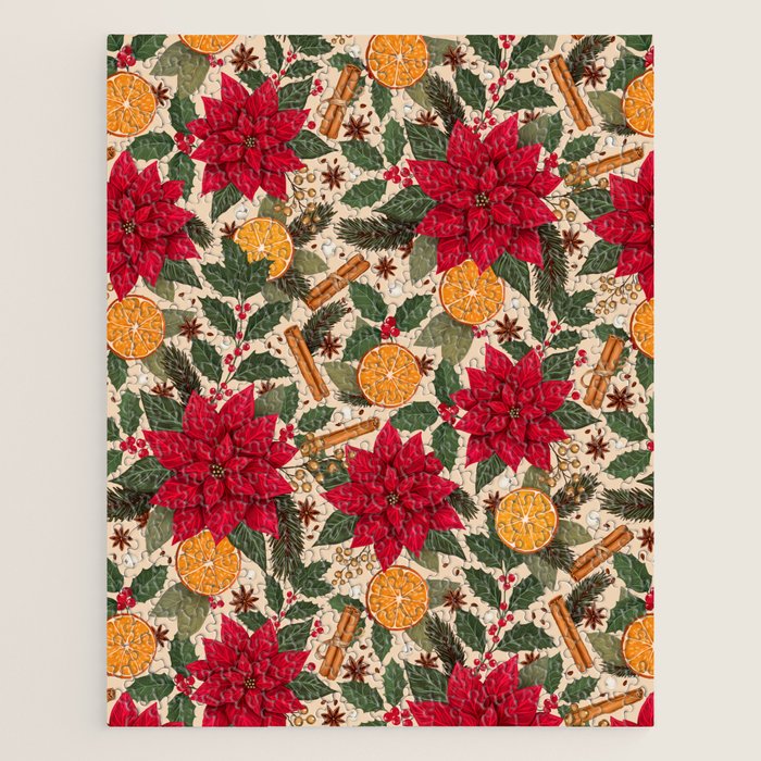 Poinsettia Flowers and Spices Jigsaw Puzzle Gallery Image 1