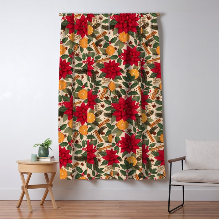 Poinsettia Flowers and Spices Window Curtain Gallery Image 5