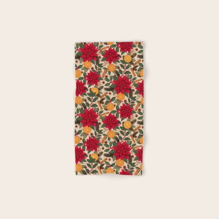 Poinsettia Flowers and Spices Bath Towel Gallery Image 1
