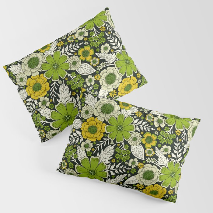 Modern Yellow & Green Floral Pattern Pillow Sham Gallery Image 3
