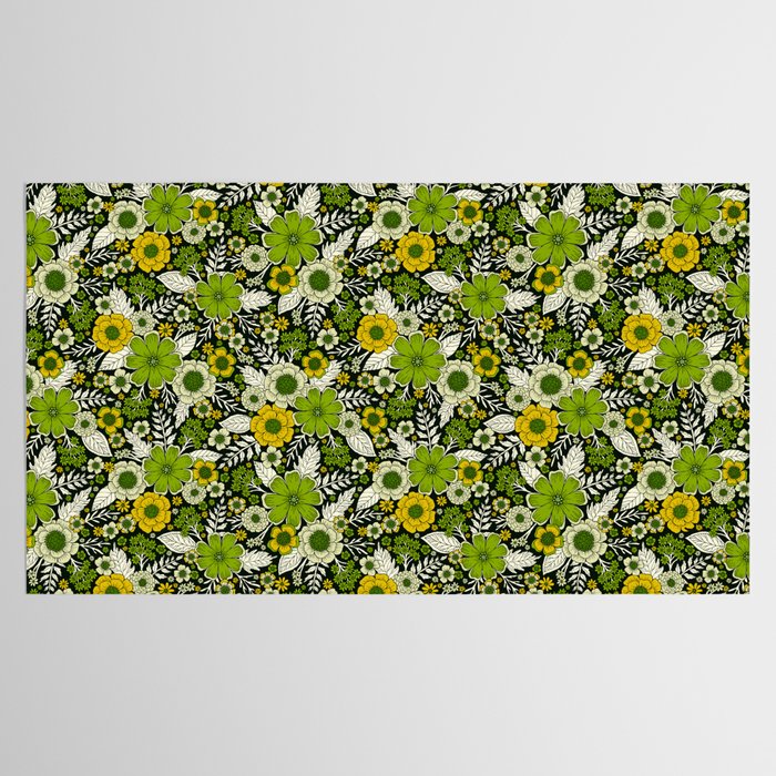 Modern Yellow & Green Floral Pattern Tablecloth Gallery Image 2