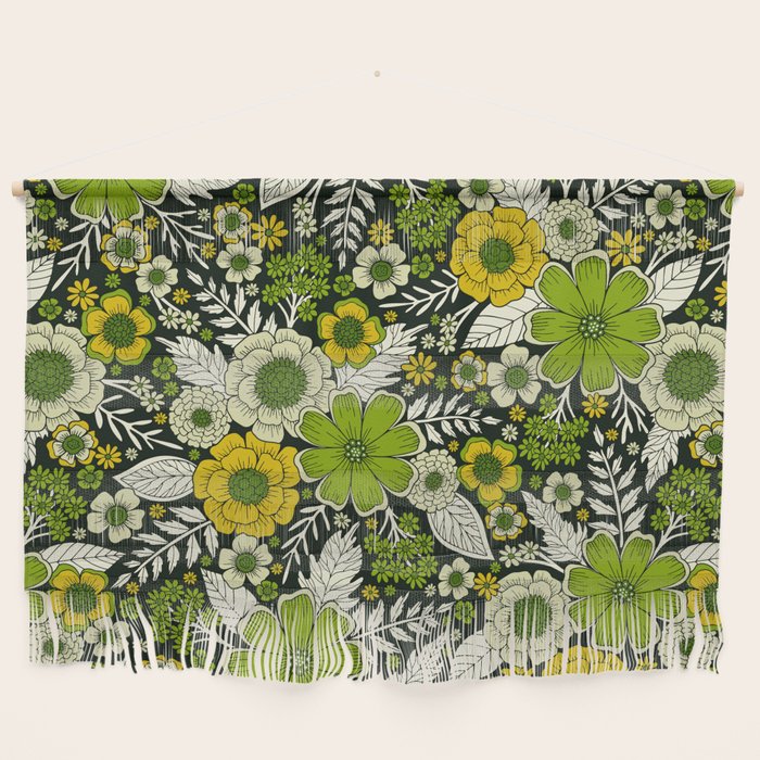 Modern Yellow & Green Floral Pattern Wall Hanging Gallery Image 1