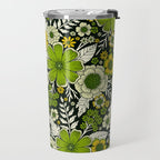 Modern Yellow & Green Floral Pattern Travel Mug Gallery Image 2