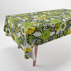 Modern Yellow & Green Floral Pattern Tablecloth Gallery Image 1