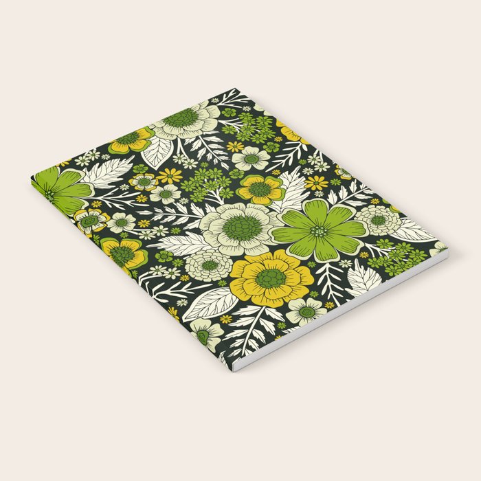 Modern Yellow & Green Floral Pattern Notebook Gallery Image 1