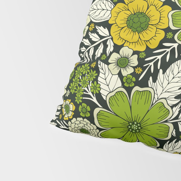 Modern Yellow & Green Floral Pattern Pillow Sham Gallery Image 4