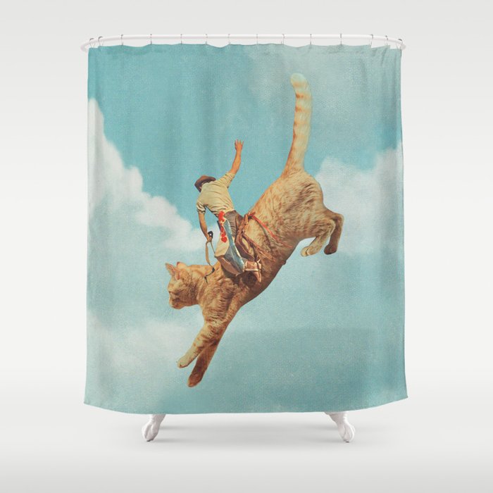 Meehaw - Rodeo Cat Bronc Shower Curtain Gallery Image 1