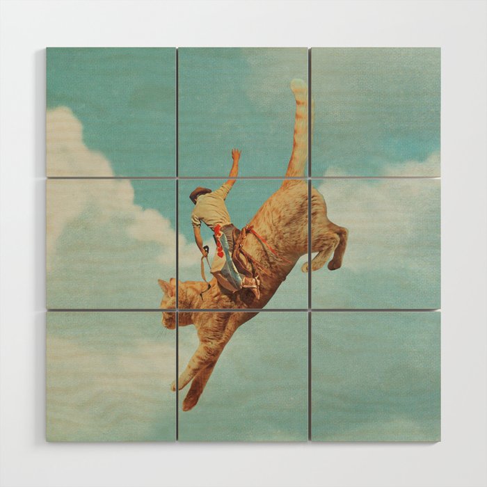 Meehaw - Rodeo Cat Bronc Wood Wall Art Gallery Image 1