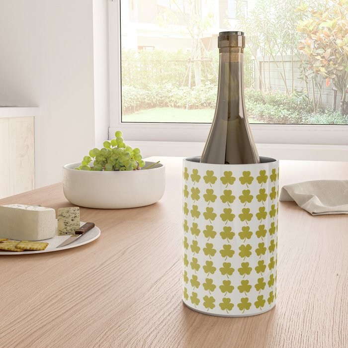 Clovers XIX Chartreuse Botanical Pattern Wine Chiller Gallery Image 4