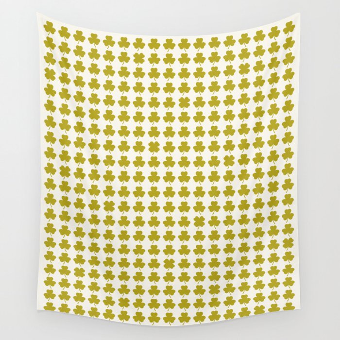 Clovers XIX Chartreuse Botanical Pattern Wall Tapestry Gallery Image 1
