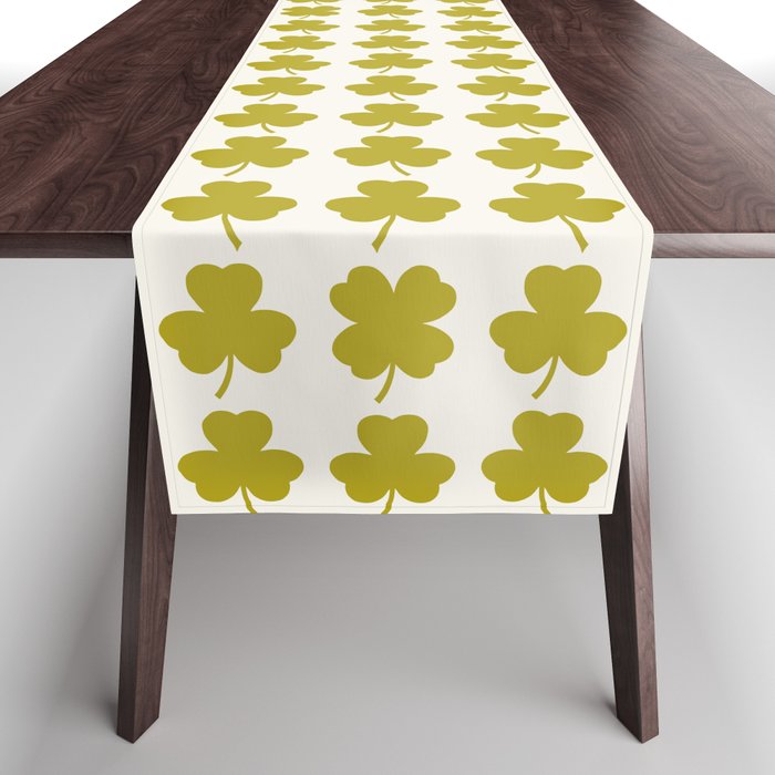 Clovers XIX Chartreuse Botanical Pattern Table Runner Gallery Image 1