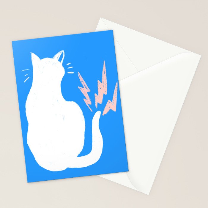 Cat Power! (Sky Blue & Pink) Stationery Card Gallery Image 2