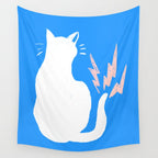 Cat Power! (Sky Blue & Pink) Wall Tapestry Gallery Image 4