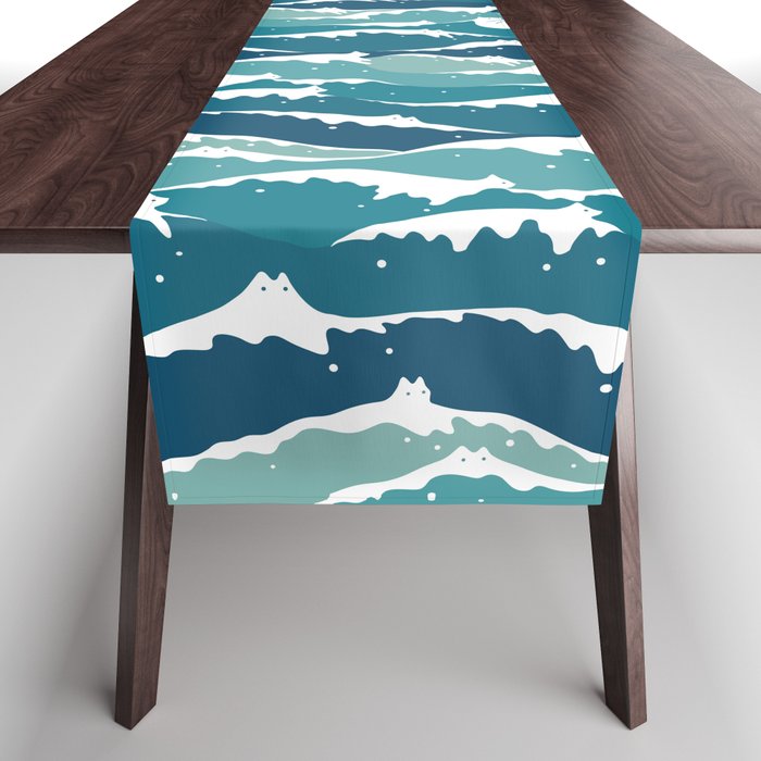Cat waves pattern Table Runner Gallery Image 1