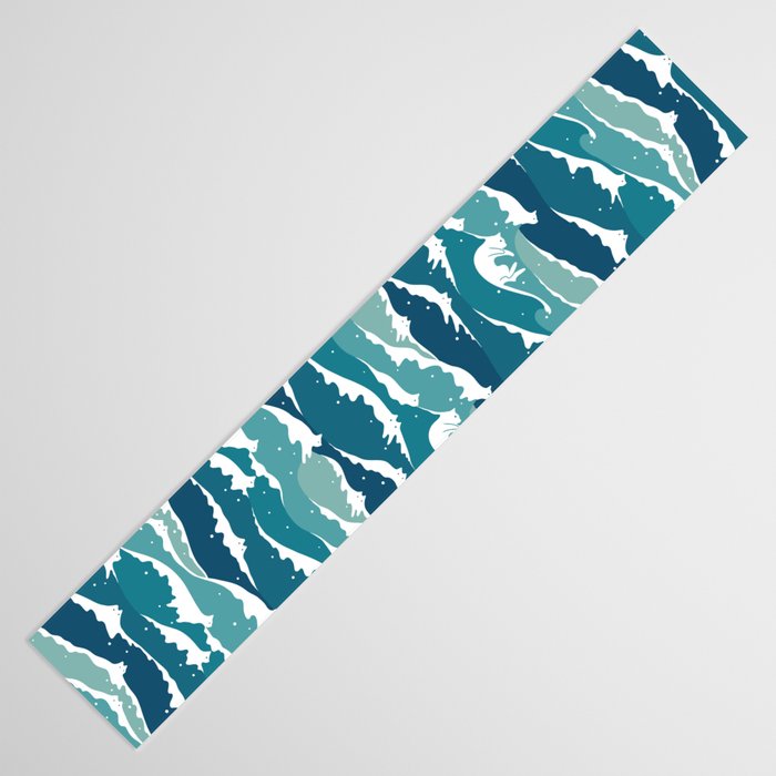 Cat waves pattern Table Runner Gallery Image 3