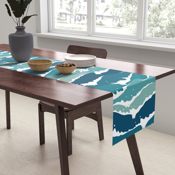 Cat waves pattern Table Runner Gallery Image 2