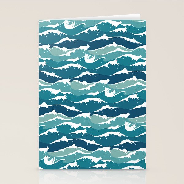 Cat waves pattern Stationery Card Gallery Image 2