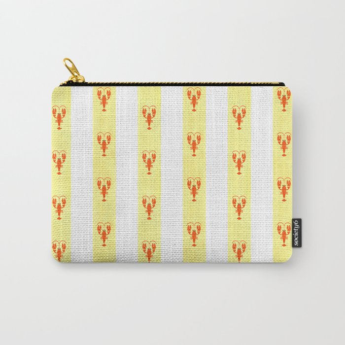 Red Lobsters On Hand-Painted Sunny Yellow Stripes Carry All Pouch Gallery Image 1