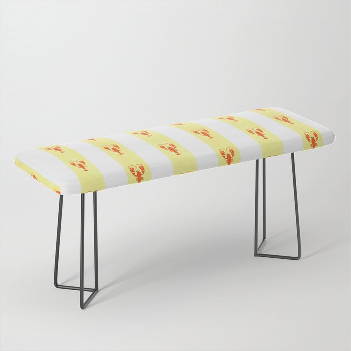 Red Lobsters On Hand-Painted Sunny Yellow Stripes Bench Gallery Image 1