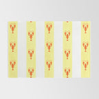 Red Lobsters On Hand-Painted Sunny Yellow Stripes Rug Gallery Image 2