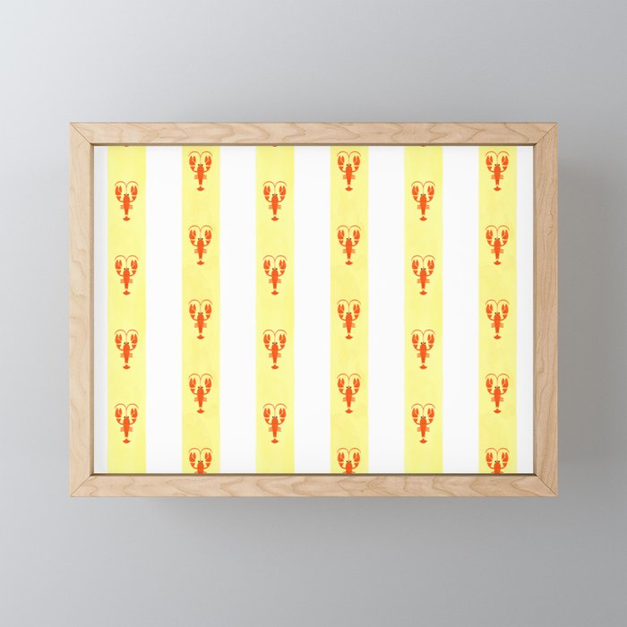 Red Lobsters On Hand-Painted Sunny Yellow Stripes Mini Art Print Gallery Image 1