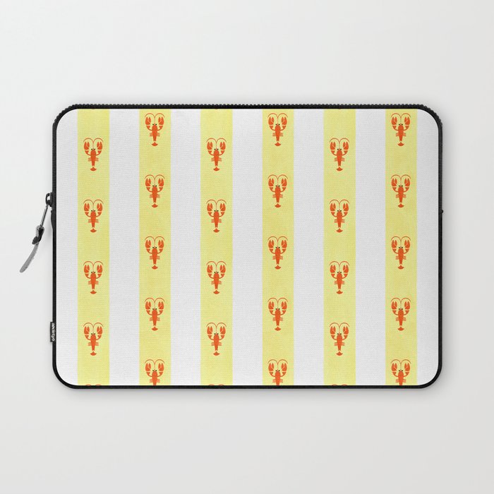 Red Lobsters On Hand-Painted Sunny Yellow Stripes Laptop Sleeve Gallery Image 1
