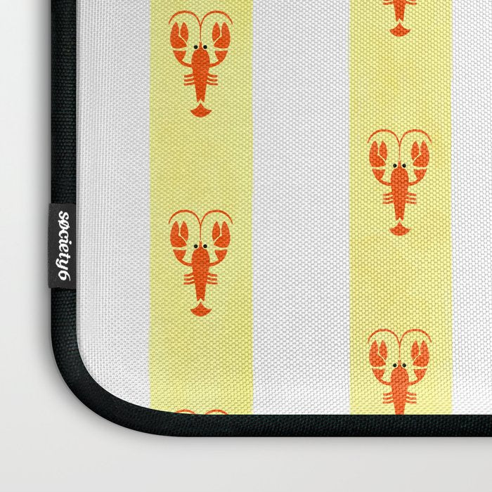 Red Lobsters On Hand-Painted Sunny Yellow Stripes Laptop Sleeve Gallery Image 3