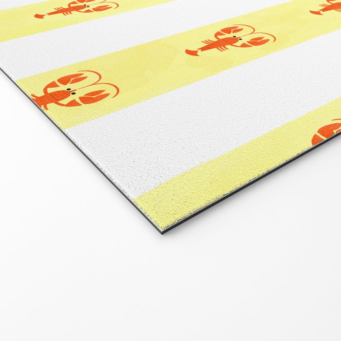 Red Lobsters On Hand-Painted Sunny Yellow Stripes Welcome Mat Gallery Image 2