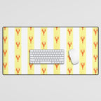 Red Lobsters On Hand-Painted Sunny Yellow Stripes Desk Mat Gallery Image 1