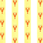 Red Lobsters On Hand-Painted Sunny Yellow Stripes Coffee Mug Gallery Image 2