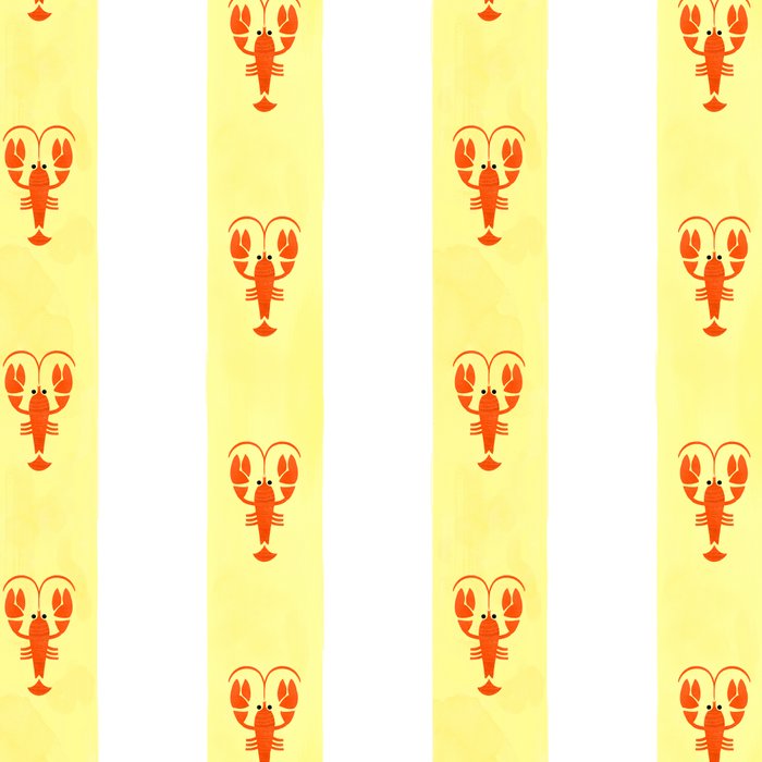 Red Lobsters On Hand-Painted Sunny Yellow Stripes Coffee Mug Gallery Image 2