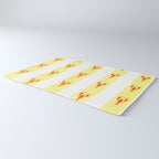 Red Lobsters On Hand-Painted Sunny Yellow Stripes Rug Gallery Image 3