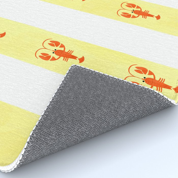 Red Lobsters On Hand-Painted Sunny Yellow Stripes Rug Gallery Image 4