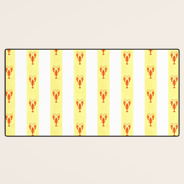 Red Lobsters On Hand-Painted Sunny Yellow Stripes Desk Mat Gallery Image 3