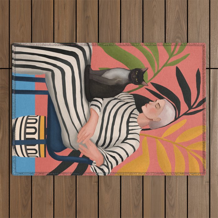 The Cat and the Calm Outdoor Rug Gallery Image 1