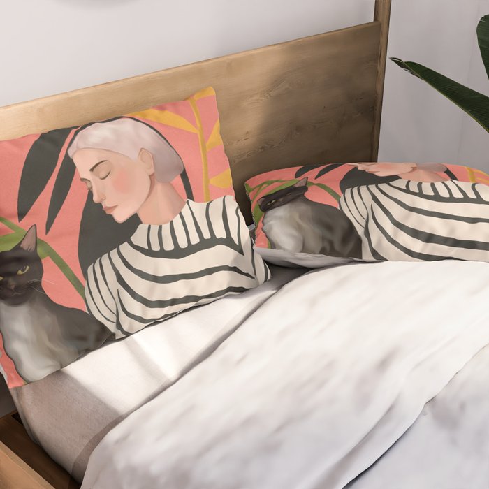 The Cat and the Calm Pillow Sham Gallery Image 2