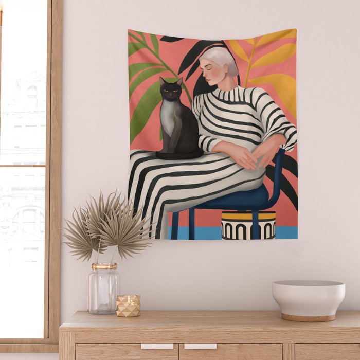The Cat and the Calm Wall Tapestry Gallery Image 2