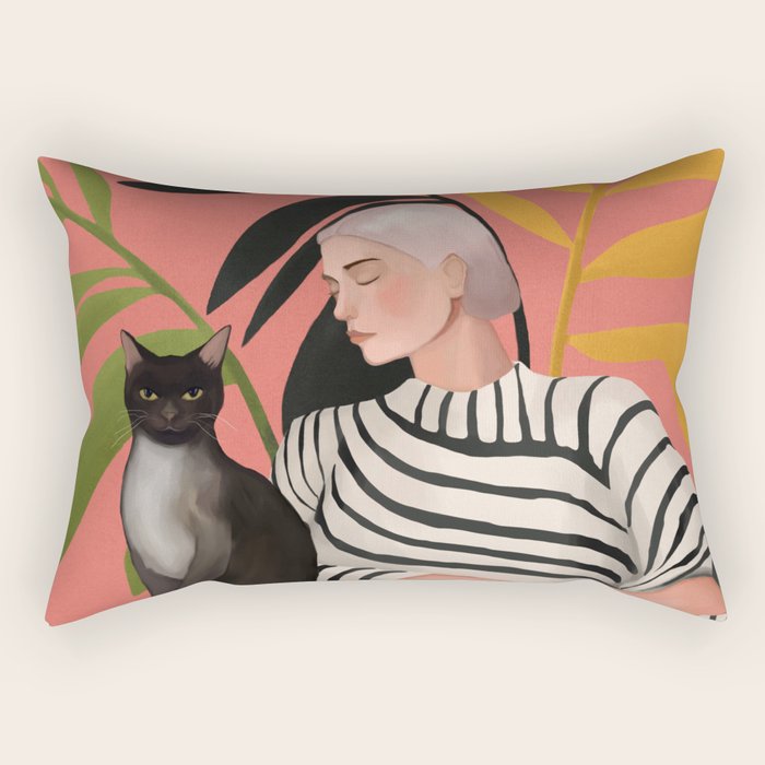 The Cat and the Calm Rectangular Pillow Gallery Image 1