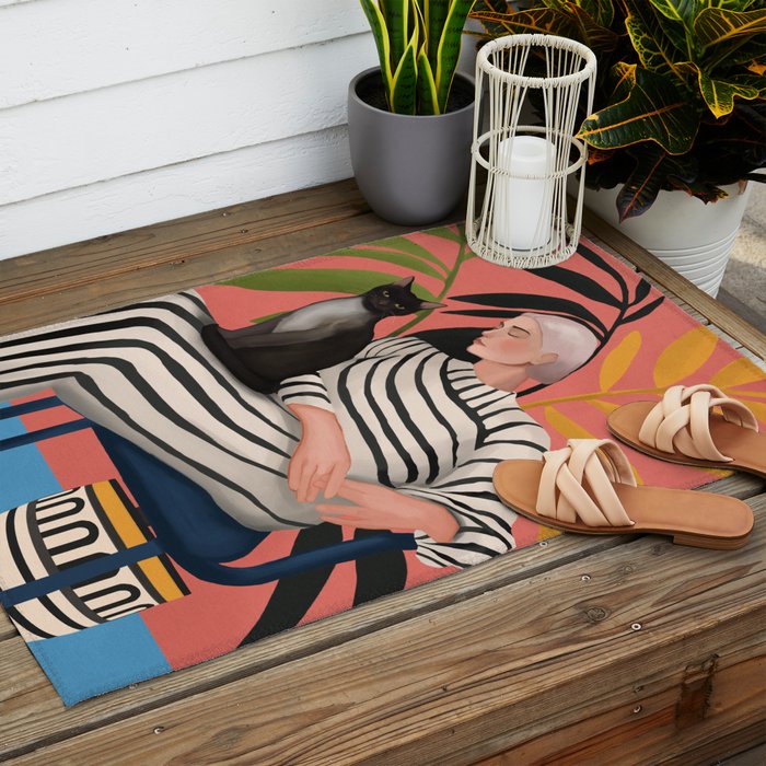 The Cat and the Calm Outdoor Rug Gallery Image 2