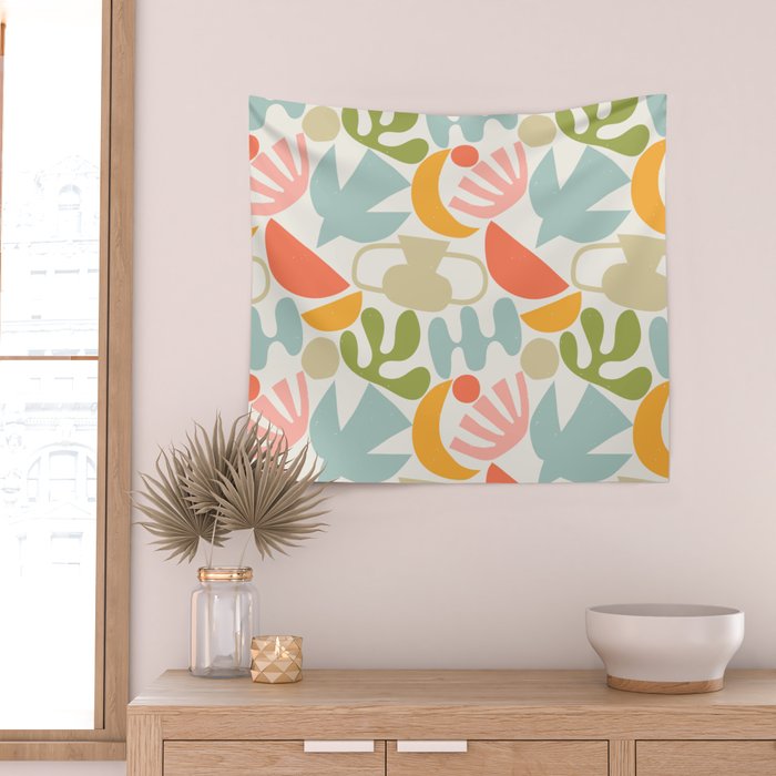 Colorful abstract nature organic shape pattern  Wall Tapestry Gallery Image 2