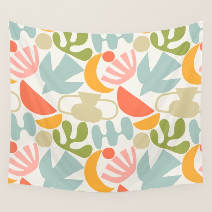Colorful abstract nature organic shape pattern  Wall Tapestry Gallery Image 4